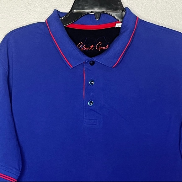 Robert Graham Polo Shirt Men Large Blue Red Classic Fit Casual Collared - Picture 2 of 7